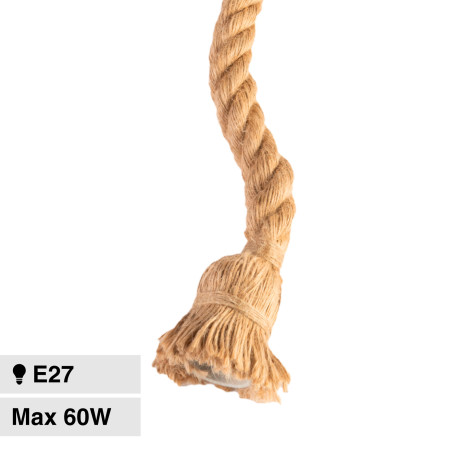 LAMPADARIO IN CORDA DA SOFFITTO STILE VINTAGE CON PORTALAMPADA E27 LED CORDONE e