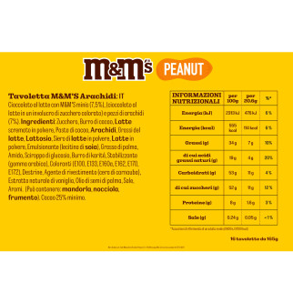Tavoletta con Arachidi Ricoperta di Cioccolato M&M's Peanut 165g