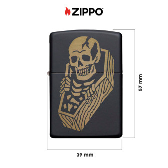Accendino Zippo mod. 218 Skull Coffin Ricaricabile Antivento