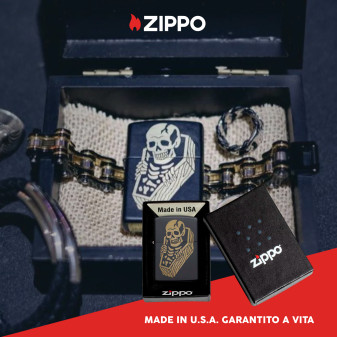 Accendino Zippo mod. 218 Skull Coffin Ricaricabile Antivento
