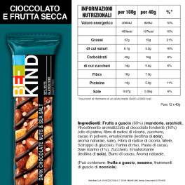 Dark Chocolate Nuts & Sea Salt 12 Barrette 40g Be-Kind