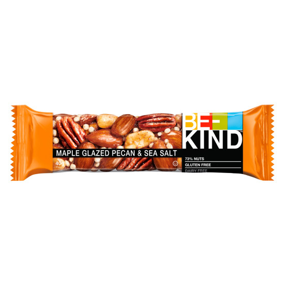 Maple Glazed Pecan & Sea Salt Barretta 40g Be-Kind Maple Glazed Pecan & Sea Salt Barretta 40g Be-Kind