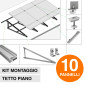 Immagine 1 - V-Tac Kit Struttura in Alluminio per Montaggio di 10 Pannelli Solari Fotovoltaici 35mm da 400W a 550W per Tetto Piano