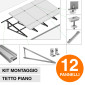 Immagine 1 - V-Tac Kit Struttura in Alluminio per Montaggio di 12 Pannelli Solari Fotovoltaici 35mm da 400W a 550W per Tetto Piano