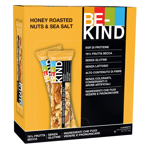 Honey Roasted Nuts & Sea Salt 12 Barrette 40g Be-Kind Honey Roasted Nuts & Sea Salt 12 Barrette 40g Be-Kind