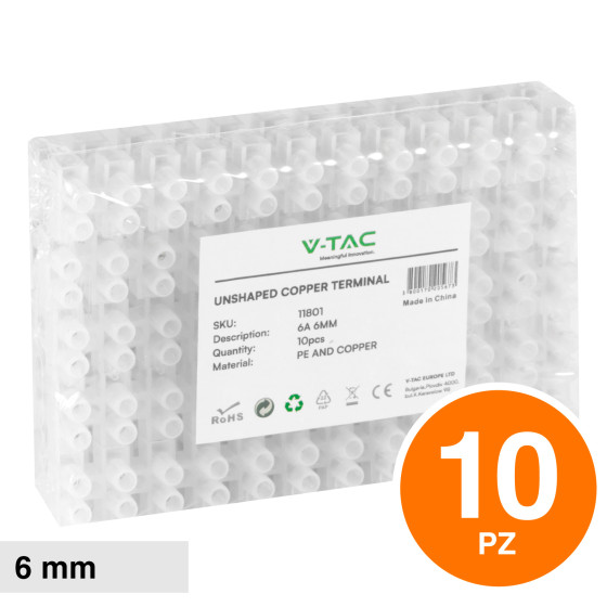 Morsettiera da 12 Connettori per Cavi Elettrici 6A da 6mm V-Tac Morsettiera da 12 Connettori per Cavi Elettrici 6A da 6mm V-Tac