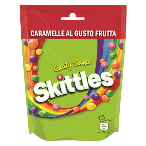 Crazy Sours Caramelle alla Frutta Gusto Aspro 160g Skittles Crazy Sours Caramelle alla Frutta Gusto Aspro 160g Skittles