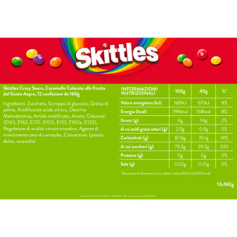 Crazy Sours Caramelle alla Frutta Gusto Aspro 160g Skittles