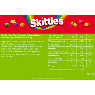 Crazy Sours Caramelle alla Frutta Gusto Aspro 160g Skittles