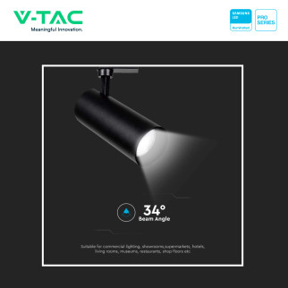 VT-11035 Faretto LED da Binario 35W Track Light COB Samsung V-Tac Pro