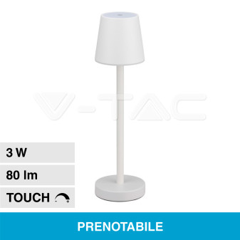 V-Tac VT-7703 Lampada LED da Tavolo 3W Touch Dimmerabile Batteria...