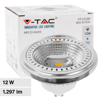 V-Tac VT-1112D Lampadina LED GU10 12W Faretto AR111 Spotlight COB CRI≥90...