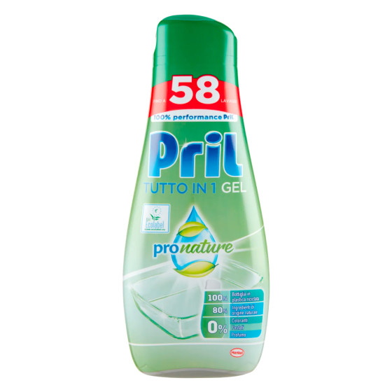 Gel Tutto In 1 per Lavastoviglie ProNature Pril da 58 Lavaggi Gel Tutto In 1 per Lavastoviglie ProNature Pril da 58 Lavaggi