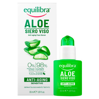 Equilibra Aloe Siero Viso Anti-Aging Sensitive con Acido Ialuronico per Pelli...