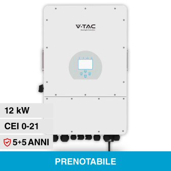 V-Tac Inverter Fotovoltaico Trifase Ibrido On-Grid / Off-Grid 12kW IP65 con...