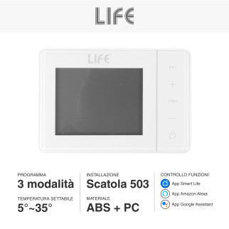 Cronotermostato Smart Programmabile Touch Colore Bianco Life