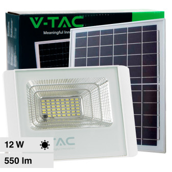 V-Tac VT-25W Faro LED Floodlight 12W IP65 Colore Bianco con Pannello Solare e...