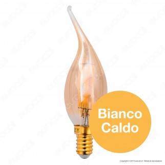 Girard Sudron Lampadina LED E14 4W Candela Fiamma Filamento Ambrata
