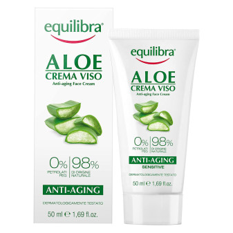 Equilibra Aloe Crema Viso Anti-Aging Sensitive con Acido Ialuronico per Pelli...