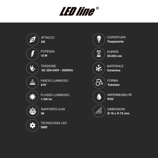 Lampadina LED 12W G9 SMD Trasparente in Ceramica LED Line