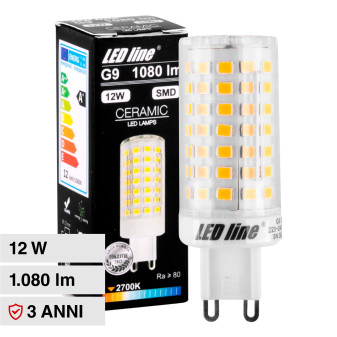 LED Line Lampadina LED G9 12W Tubolare SMD Trasparente in Ceramica - mod....