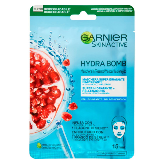 Hydra Bomb Maschera Viso in Tessuto Rimpolpante Garnier Skin Active Hydra Bomb Maschera Viso in Tessuto Rimpolpante Garnier Skin Active