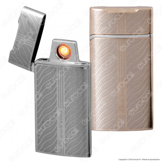 Silver Match Accendino USB in Metallo Antivento Ricaricabile - 1 Silver Match Accendino USB in Metallo Antivento Ricaricabile - 1
