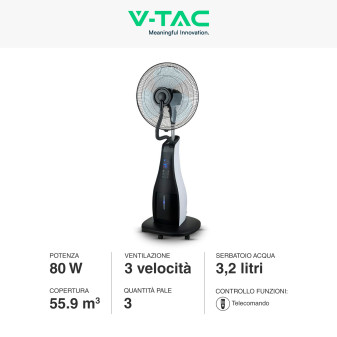 Ventilatore Nebulizzatore 80W Nero 3 Pale 445mm VT-8217-3 V-Tac