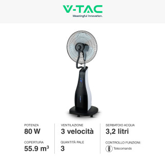 Ventilatore Nebulizzatore 80W Nero 3 Pale 445mm VT-8217-3 V-Tac