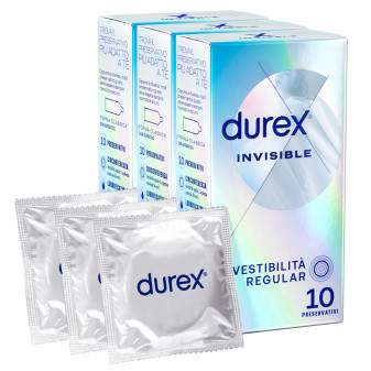 Preservativi Durex Invisible Extra Sottile con Forma Classica - 3 Confezioni...