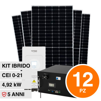 V-Tac Kit 4.92kW 12 Pannelli Solari Fotovoltaici 410W + Inverter Monofase +...