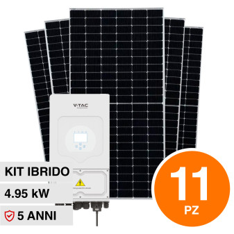 V-Tac Kit 4.95kW 11 Pannelli Solari Fotovoltaici 450W IP68 + Inverter...