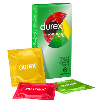 Preservativi Durex Tropical Mix Aromatizzati alla Frutta con Forma Easy On -...