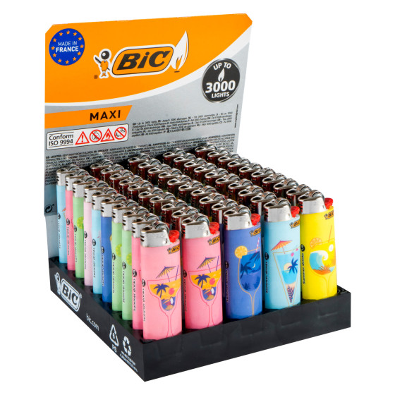 Bic Maxi J26 Fantasia Summer Drinks - Box da 50 Accendini Bic Maxi J26 Fantasia Summer Drinks - Box da 50 Accendini