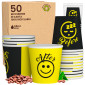 Bicchierini da Caffè in Carta Riciclabile con Fantasia DownUpCUP Yellow da 65ml - Confezione da 50 Bicchieri