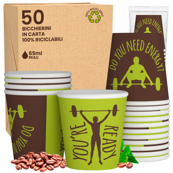 50 Bicchierini da Caffè in Carta ReadyCUP da 65ml 50 Bicchierini da Caffè in Carta ReadyCUP da 65ml