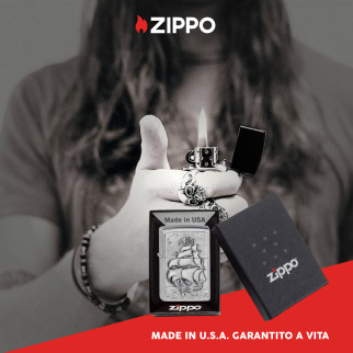 Accendino Zippo mod. 1300154 Pirate's Ship Antivento Ricaricabile