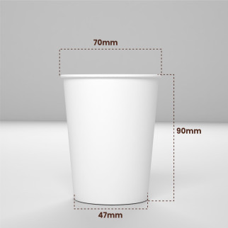 50 Bicchieri in Carta Riciclabile Bianco da 200ml e Coperchi