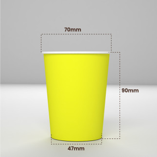 50 Bicchieri in Carta Riciclabile Giallo da 200ml e Coperchi