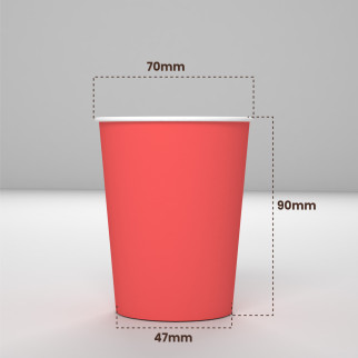 50 Bicchieri in Carta Riciclabile Rosso da 200ml e Coperchi
