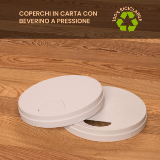 50 Bicchieri in Carta Bianca Con Coperchi da 240ml