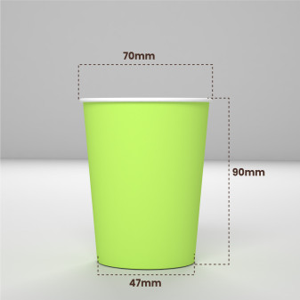 50 Bicchieri in Carta Riciclabile Colore Verde da 200ml con Coperchi