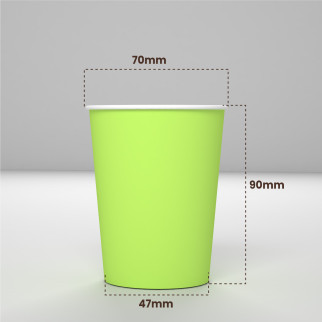 50 Bicchieri in Carta Riciclabile Colore Verde da 200ml con Coperchi