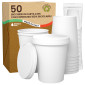Immagine 1 - Bicchieri in Carta Riciclabile Colore Bianco da 240ml con Coperchi - Confezione da 50