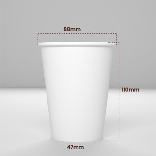 50 Bicchieri in Carta Riciclabile Bianco da 360ml e Coperchi