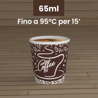 100 Bicchierini in Carta Riciclabile Coffee da 65ml e Coperchi