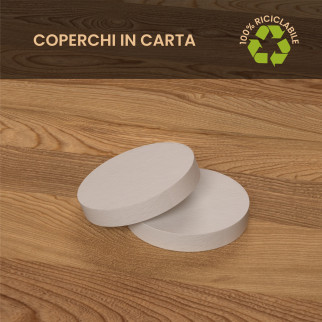 100 Bicchierini in Carta Riciclabile Colore Giallo da 65ml e Coperchi