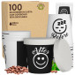 Bicchierini da Caffè in Carta Riciclabile Fantasia DownupCUP da 65ml con Coperchi - Confezione da 100