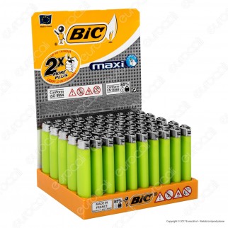 Bic Maxi J26 Grande Monocromo Colore Verde - Box di 50 Accendini
