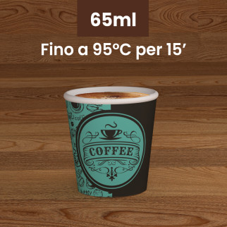 100 Bicchierini da Caffè con coperchi in Carta PubGreenCUP da 65ml